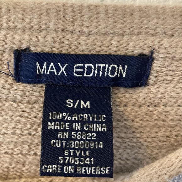 MAX EDITION Knit Poncho Asymmetrical Acrylic Size Sm/Med Fringe Boho Artsy - Picture 2 of 14